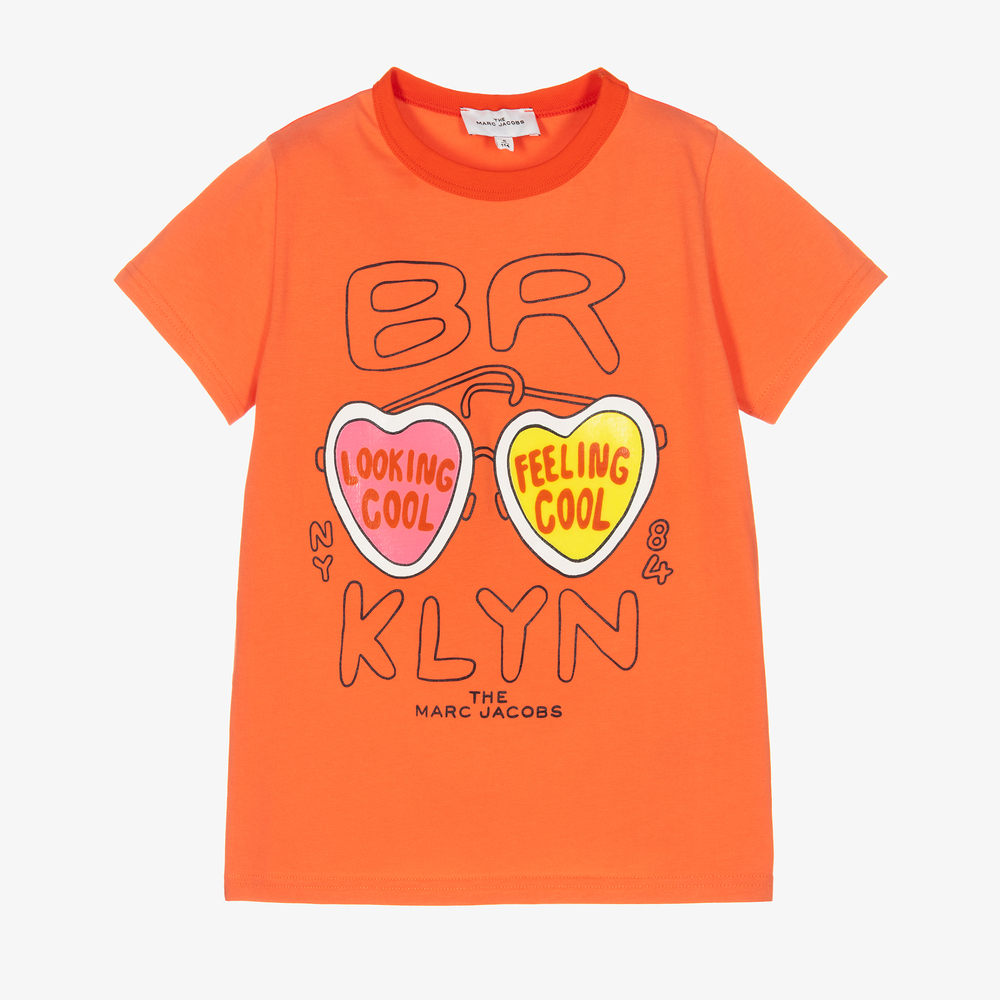 MARC JACOBS - Оранжевая хлопковая футболка для девочек | Childrensalon