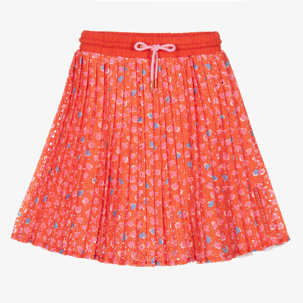 MARC JACOBS - Girls Orange Pleated Skirt | Childrensalon