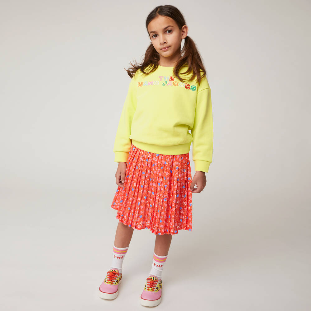 MARC JACOBS-Girls Orange Pleated Skirt | Childrensalon Outlet