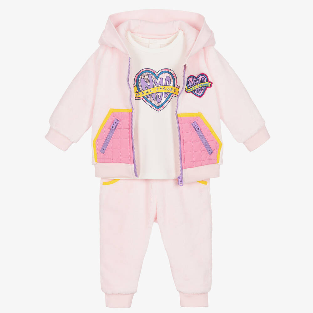 MARC JACOBS - Girls Pale Pink Fleecy Tracksuit Set | Childrensalon