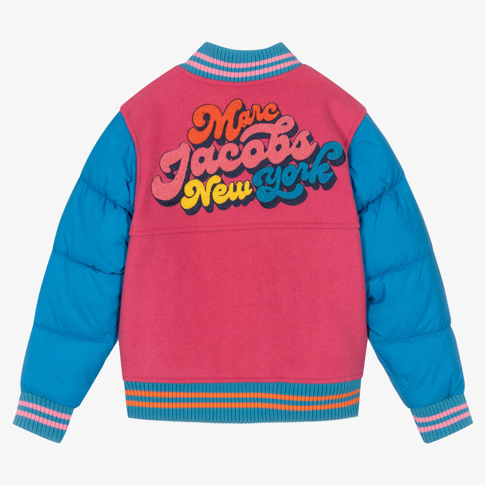 MARC JACOBS-Girls Pink & Blue Bomber Jacket | Childrensalon Outlet