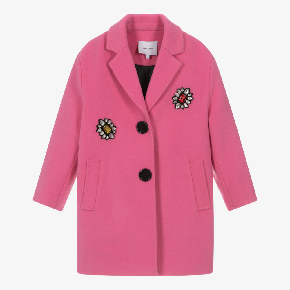 MARC JACOBS-Пальто розовое с цветочным декором для девочек | Childrensalon Outlet