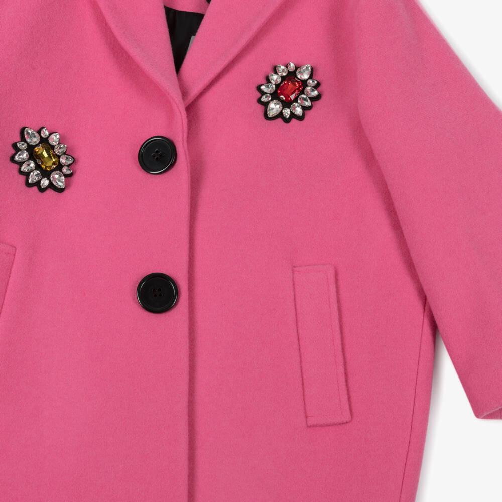 MARC JACOBS-Пальто розовое с цветочным декором для девочек | Childrensalon Outlet