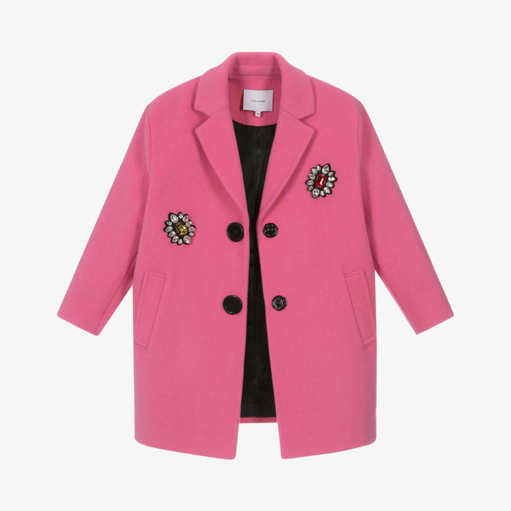 MARC JACOBS-Пальто розовое с цветочным декором для девочек | Childrensalon Outlet