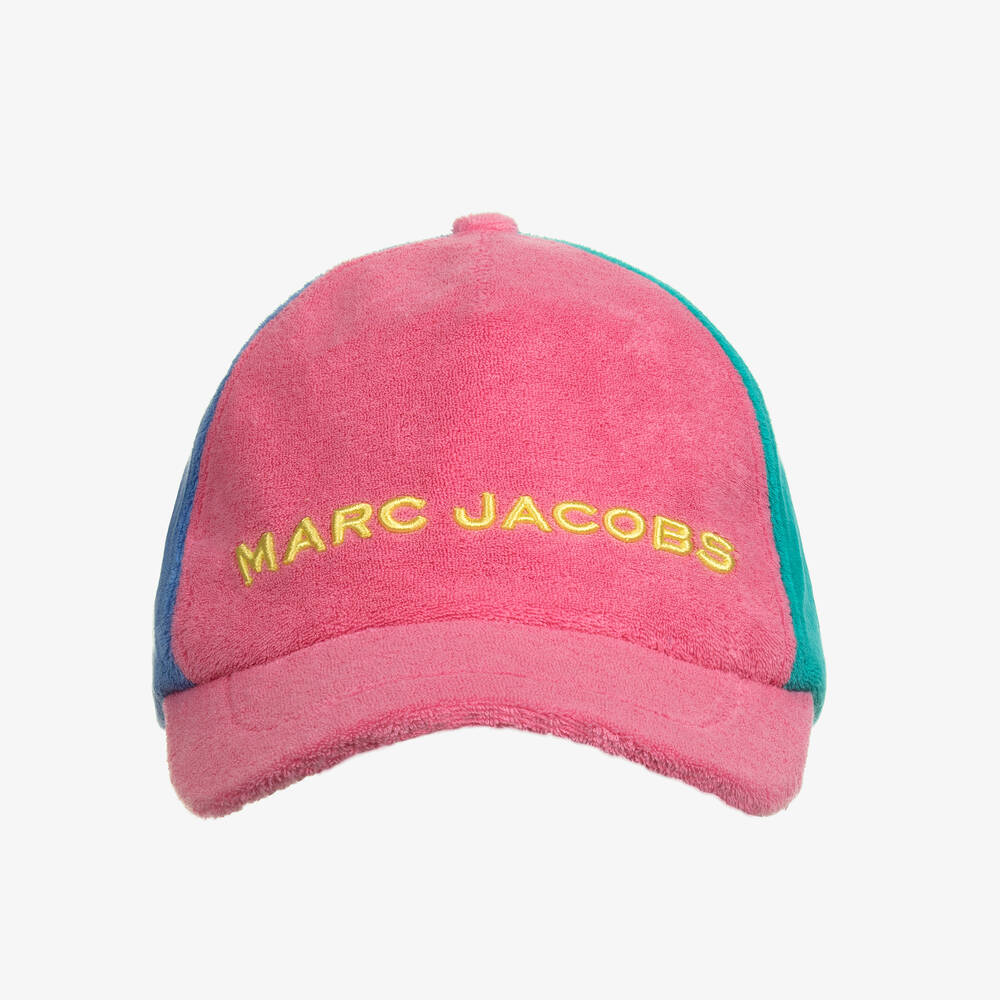MARC JACOBS Girls Pink Colourblock Towelling Logo Cap