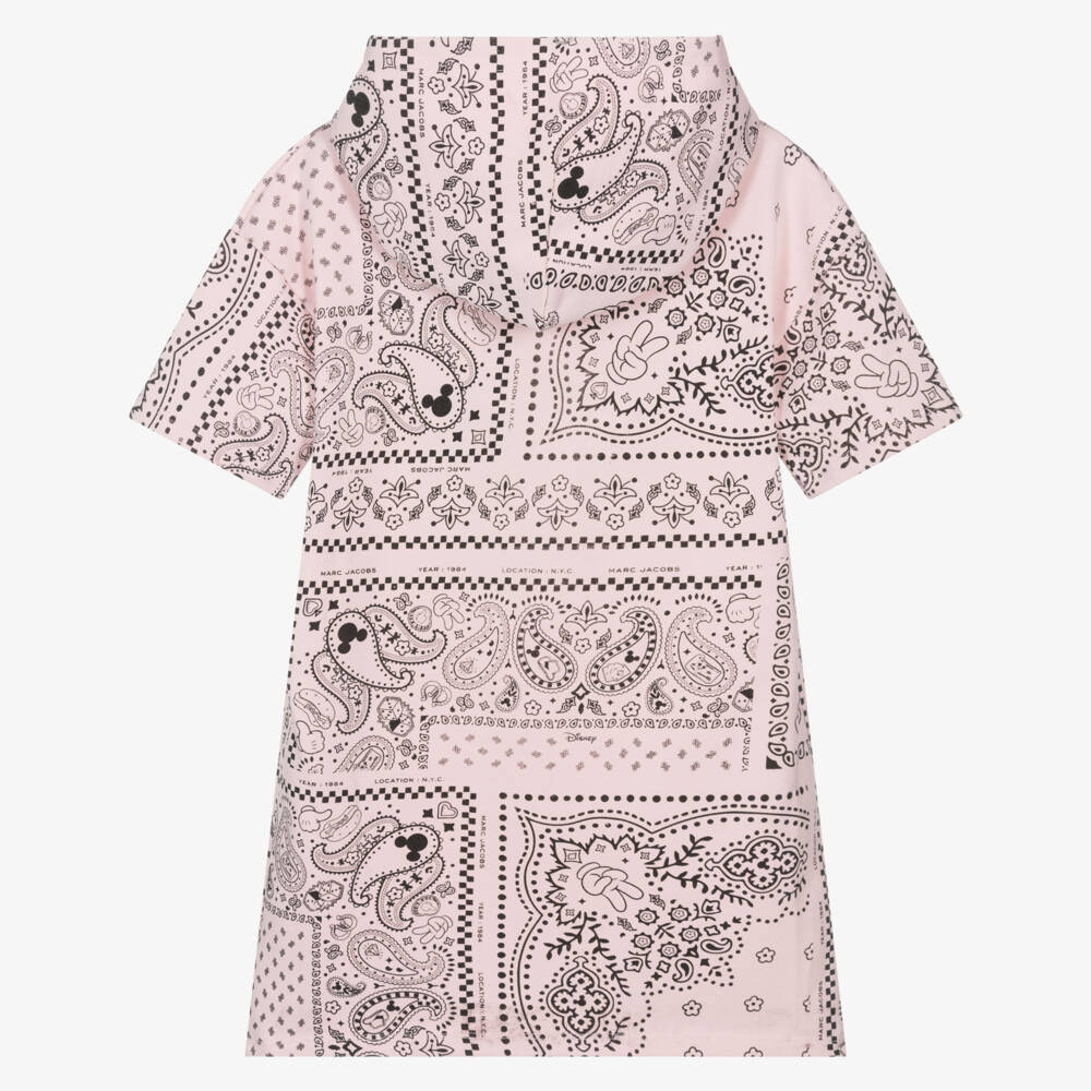 MARC JACOBS-Girls Pink Cotton Bandana Hoodie Dress with Mickey Mouse | Childrensalon Outlet