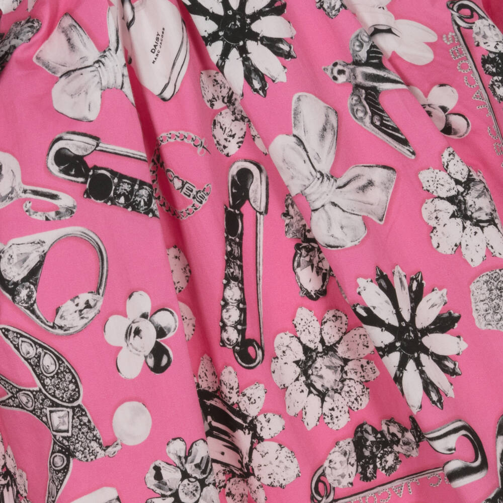 MARC JACOBS-فستان بناتي وردي من القطن بطبعة جواهر | Childrensalon Outlet
