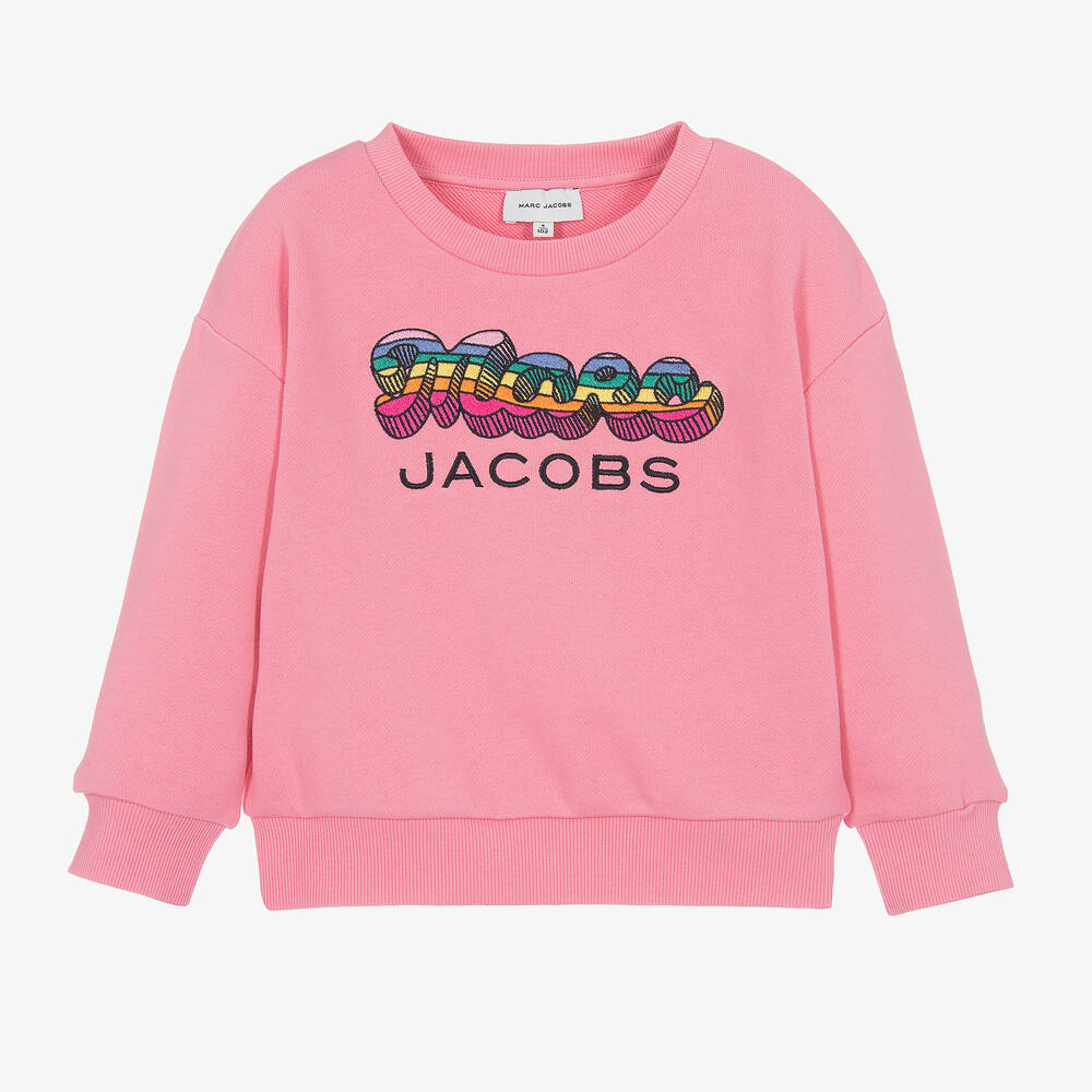 MARC JACOBS - Girls Pink Cotton Logo Sweatshirt | Childrensalon
