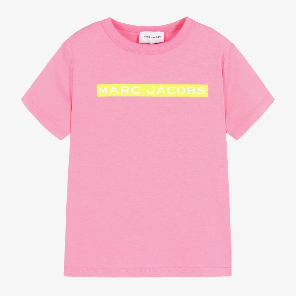 MARC JACOBS - Girls Pink Cotton Logo T-Shirt | Childrensalon