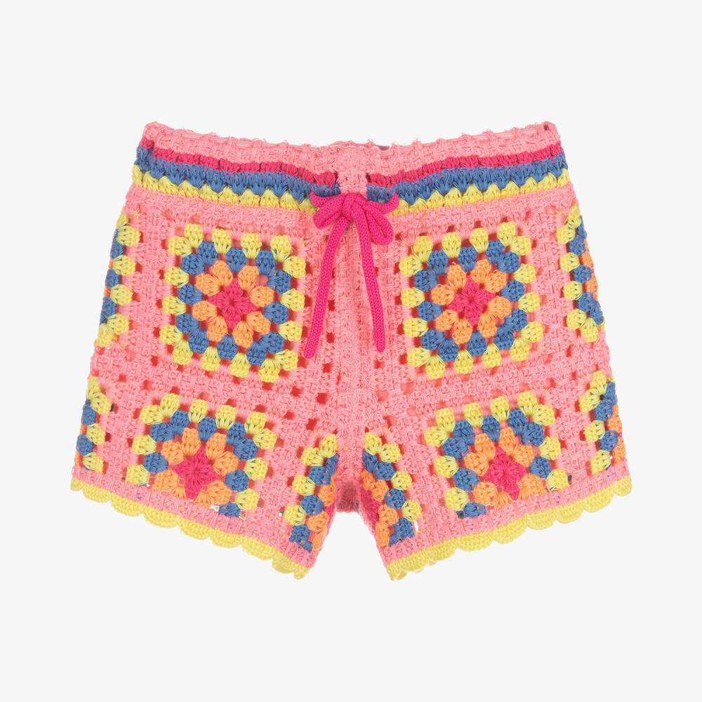 MARC JACOBS - Girls Pink Crochet Knit Shorts | Childrensalon