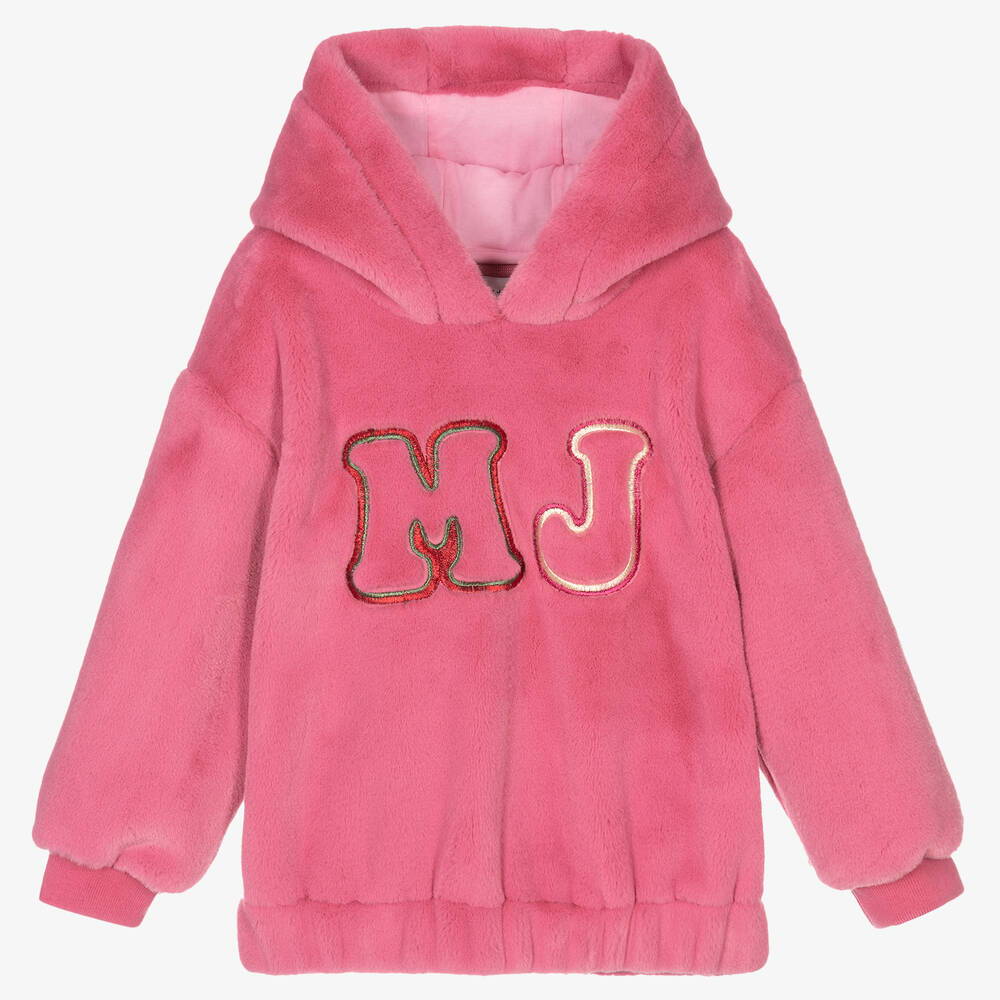 MARC JACOBS - Girls Pink Faux Fur Hoodie | Childrensalon