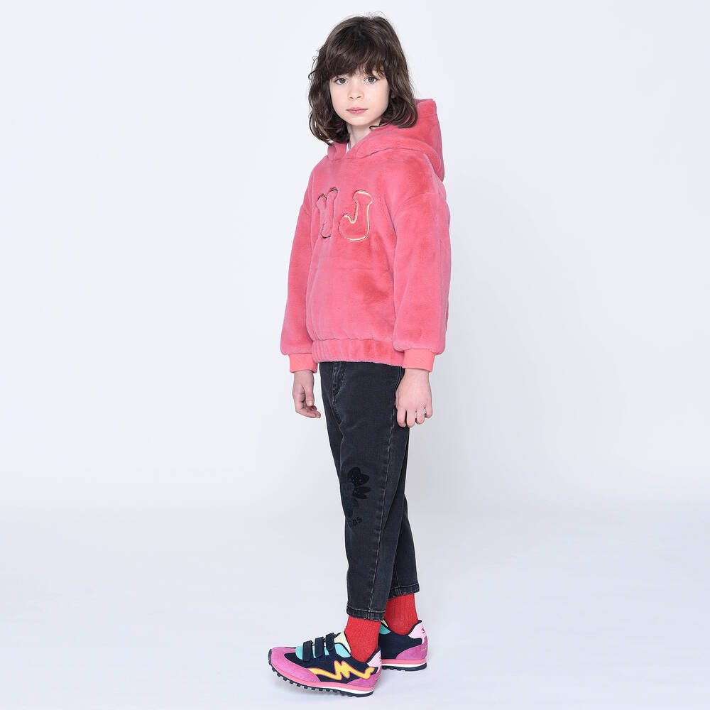 MARC JACOBS-Girls Pink Faux Fur Hoodie | Childrensalon Outlet
