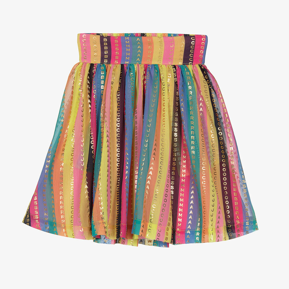 MARC JACOBS - Girls Pink & Gold Striped Logo Skirt | Childrensalon
