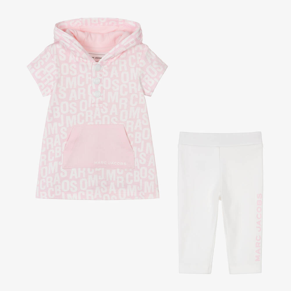 MARC JACOBS-Girls Pink & Ivory Cotton Leggings Set | Childrensalon Outlet
