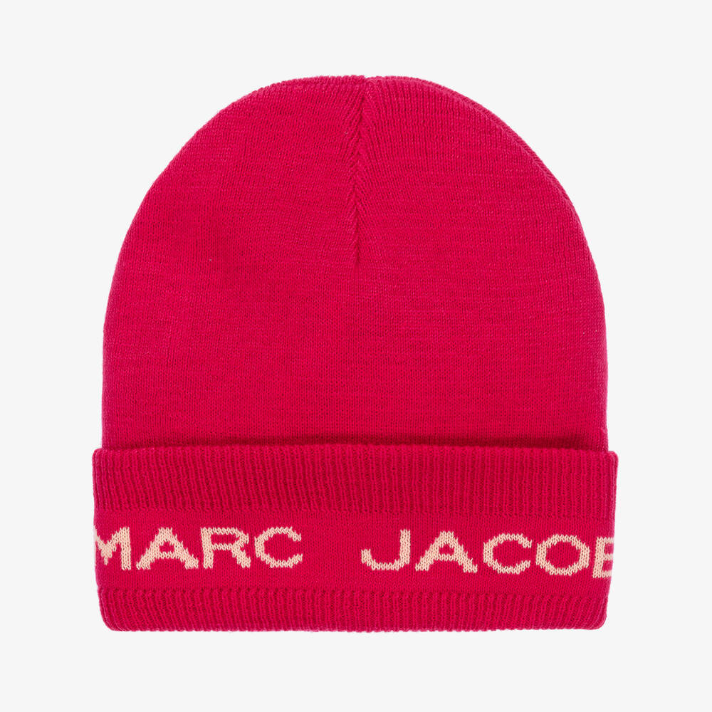 MARC JACOBS - Girls Pink Knitted Beanie Hat | Childrensalon