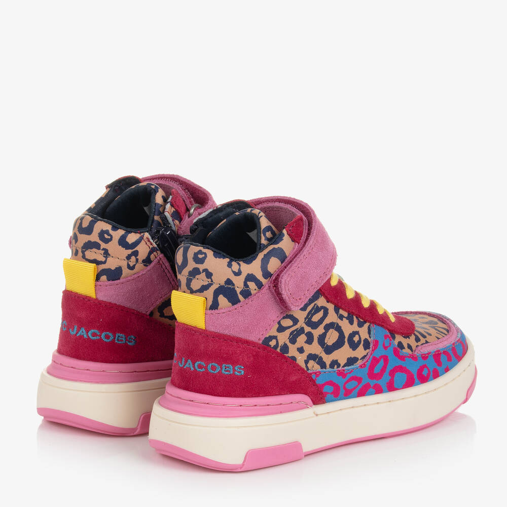 MARC JACOBS-Высокие розовые кроссовки с леопардовым принтом | Childrensalon Outlet