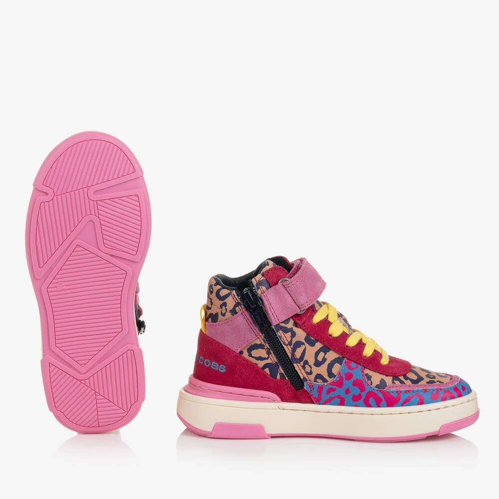 MARC JACOBS-Высокие розовые кроссовки с леопардовым принтом | Childrensalon Outlet