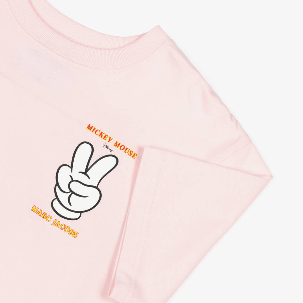 MARC JACOBS-Girls Pink Mickey Peace Tee | Childrensalon Outlet