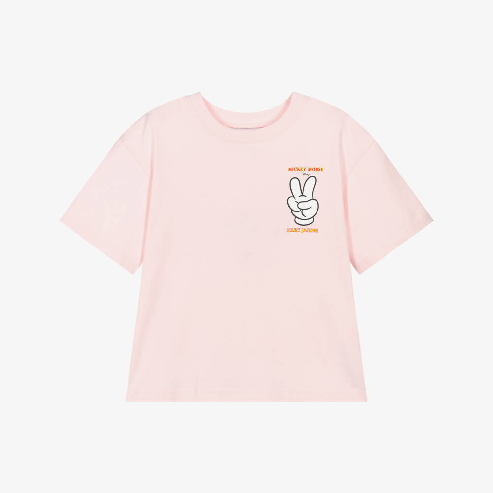 MARC JACOBS-Girls Pink Mickey Peace Tee | Childrensalon Outlet