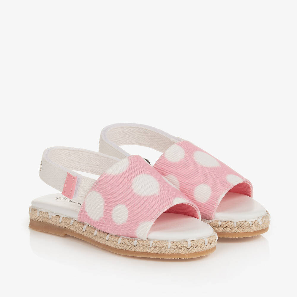MARC JACOBS-Girls Pink Polka Dot Espadrille Sandals | Childrensalon Outlet