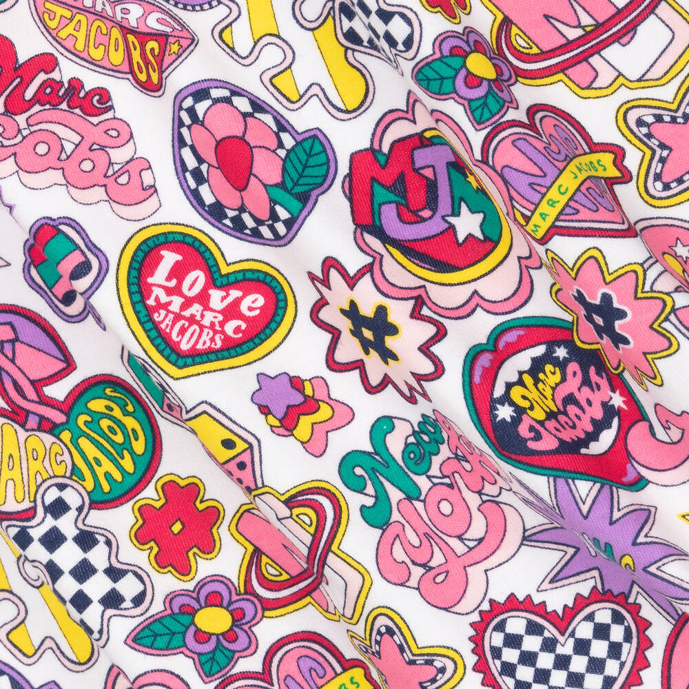 MARC JACOBS-Girls Pink Printed Patches Cotton Dress | Childrensalon Outlet