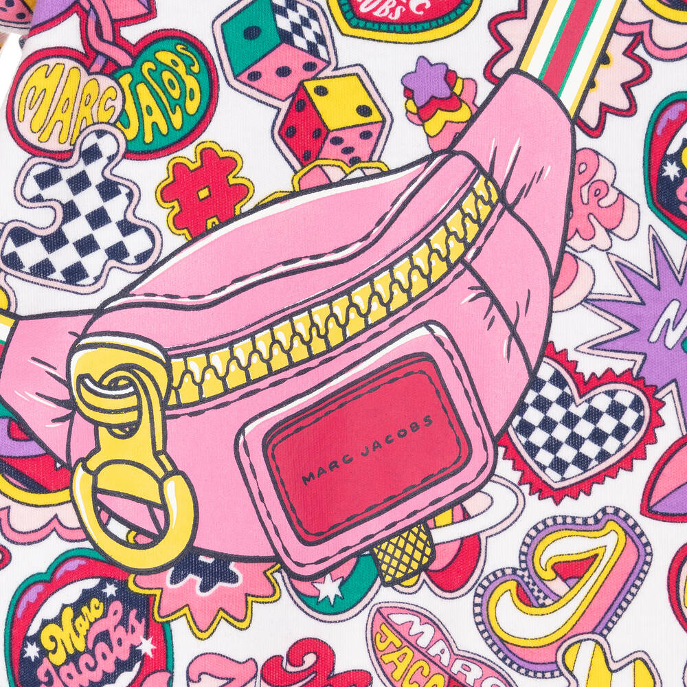 MARC JACOBS-Girls Pink Printed Patches Cotton Dress | Childrensalon Outlet