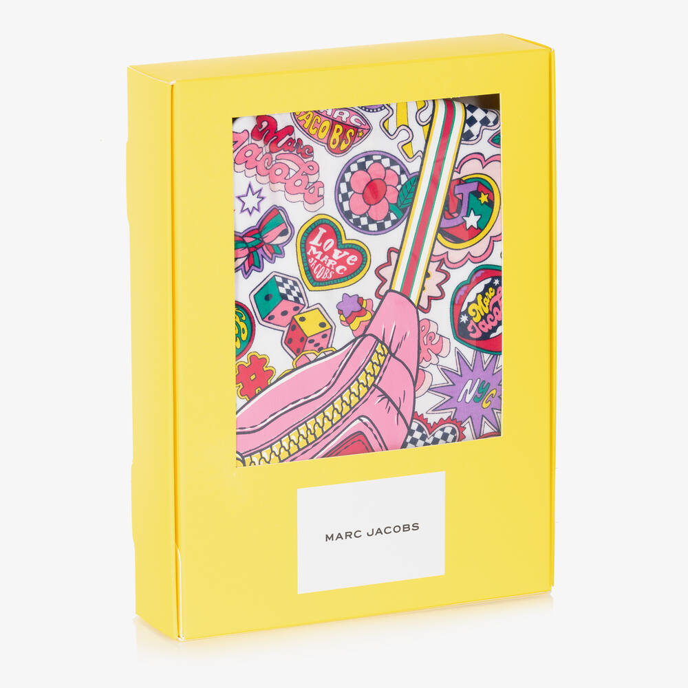 MARC JACOBS-Girls Pink Printed Patches Cotton Dress | Childrensalon Outlet