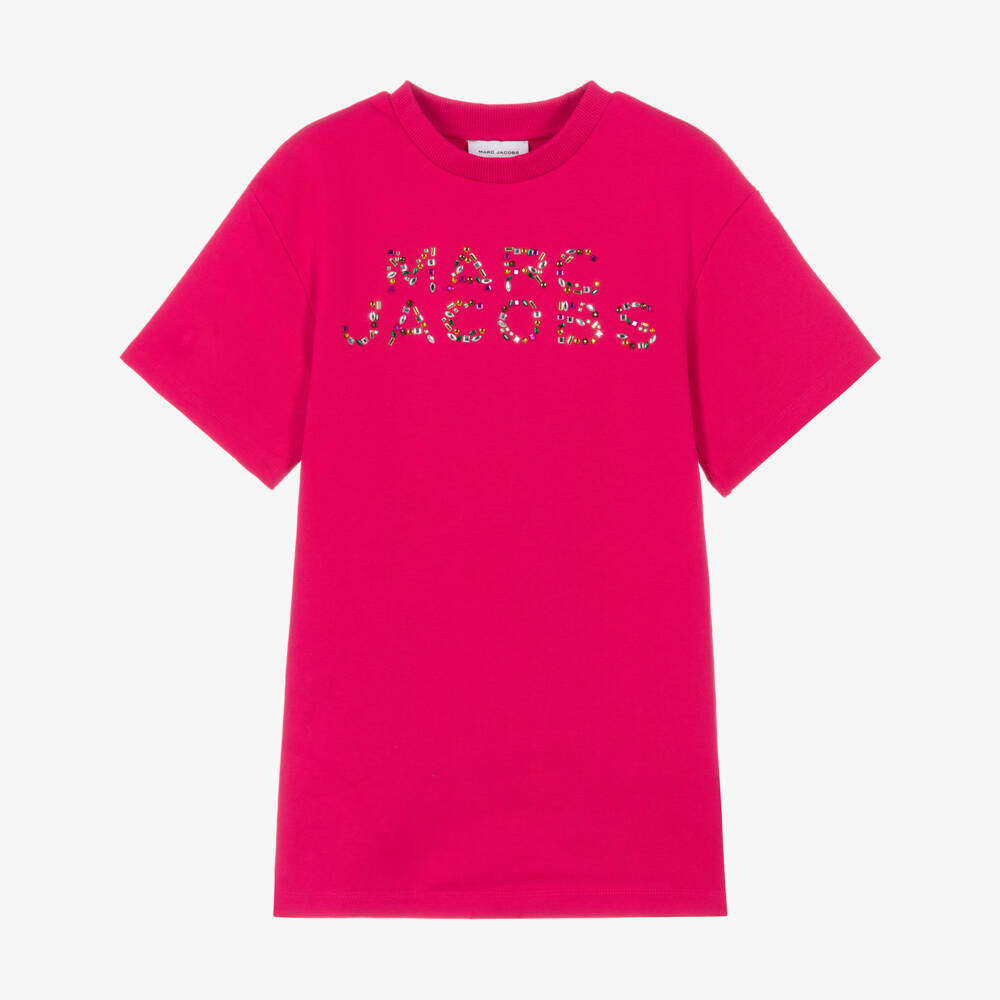 MARC JACOBS-Girls Pink Rhinestone Cotton Dress | Childrensalon Outlet