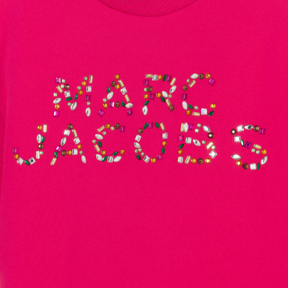 MARC JACOBS-Girls Pink Rhinestone Cotton Dress | Childrensalon Outlet
