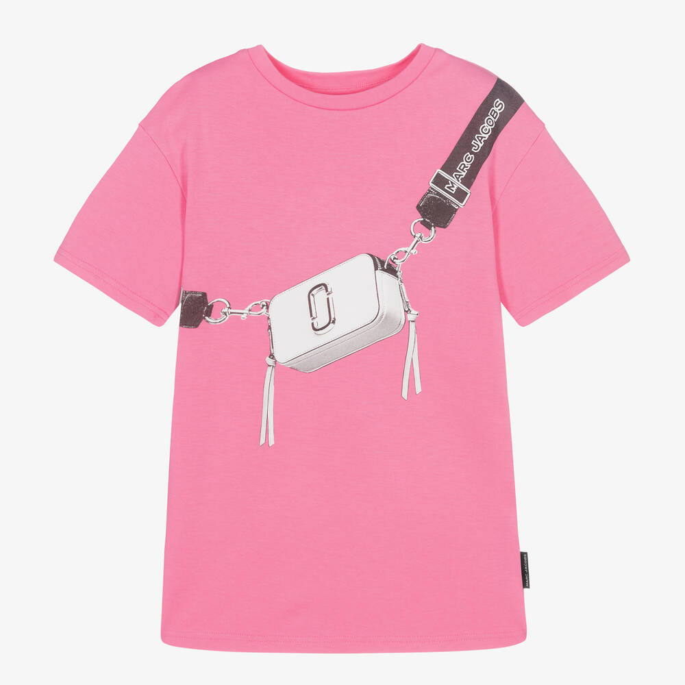 MARC JACOBS-Girls Pink Snapshot Bag Cotton Dress | Childrensalon Outlet
