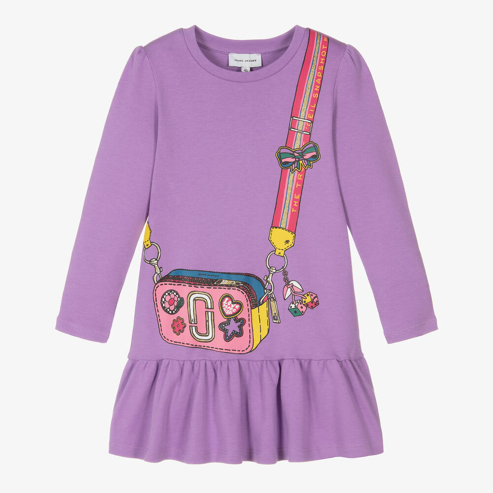 MARC JACOBS - Фиолетовое хлопковое платье с принтом-сумкой | Childrensalon