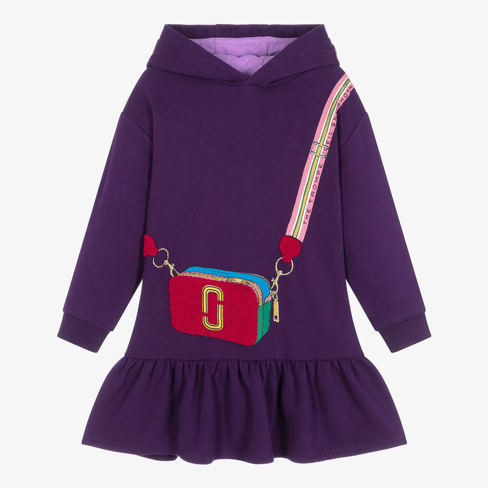 MARC JACOBS - Girls Purple Hooded Snapshot Bag Dress | Childrensalon