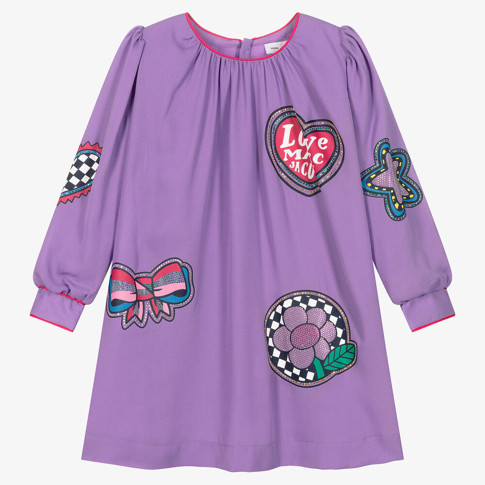 MARC JACOBS - Girls Purple Patch Crêpe Dress | Childrensalon