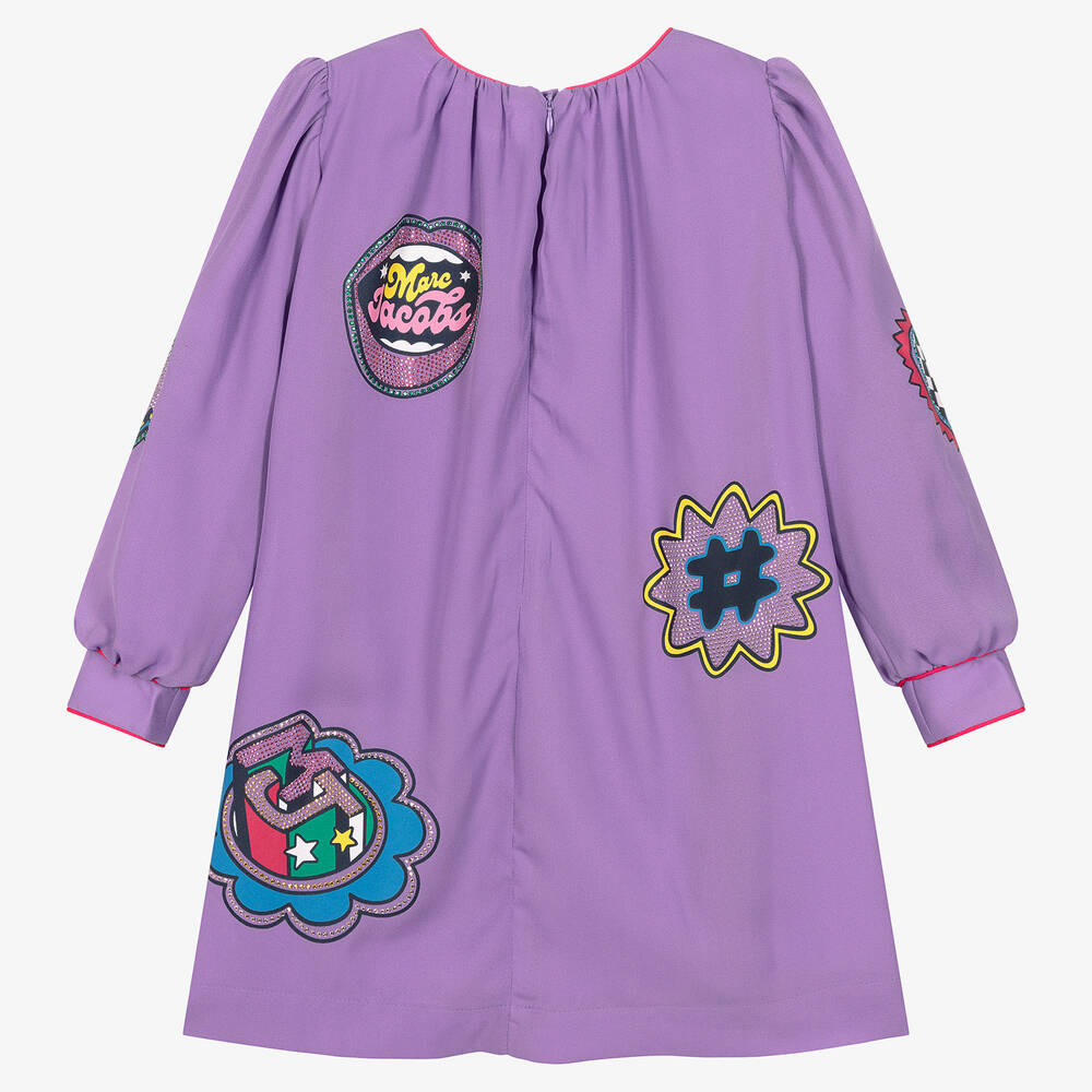MARC JACOBS-Girls Purple Patch Crêpe Dress | Childrensalon Outlet