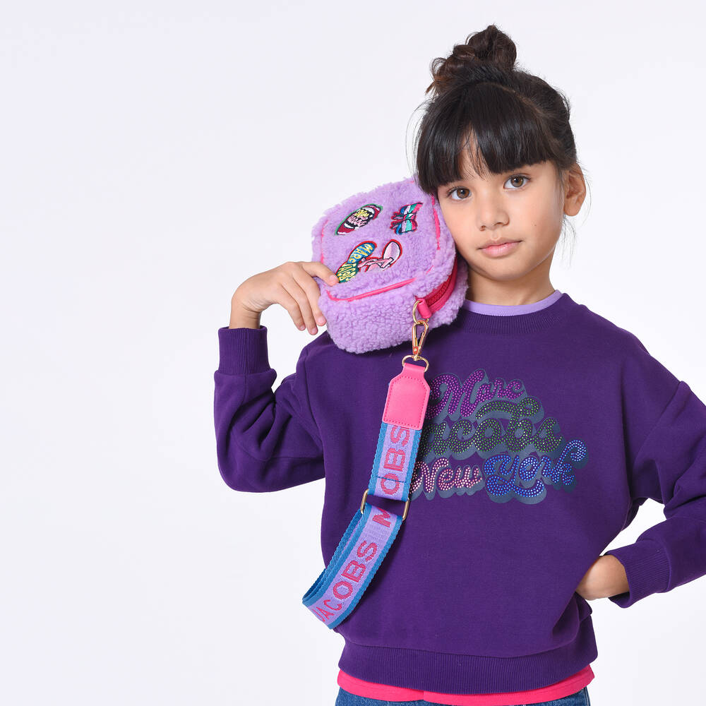 MARC JACOBS-سويتشيرت قطن جيرسي لون بنفسجي داكن للبنات | Childrensalon Outlet