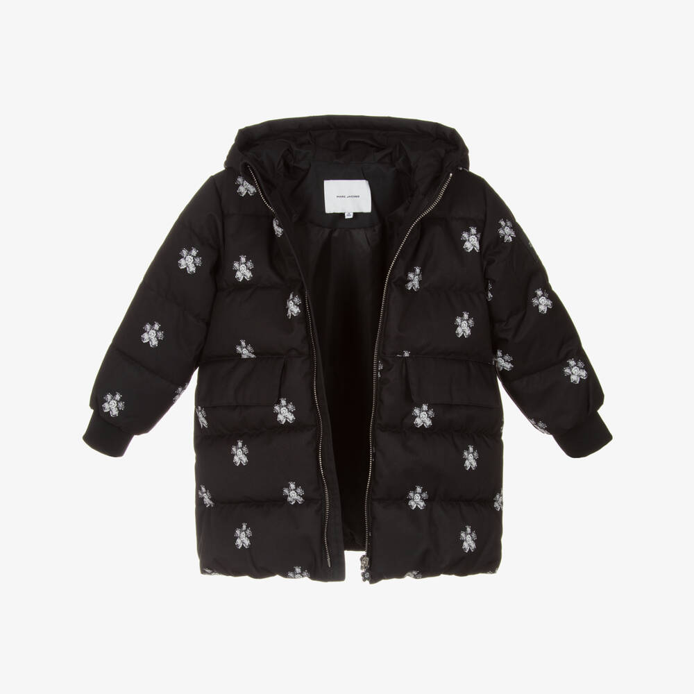 MARC JACOBS-Girls Quilted Black Daisy Coat | Childrensalon Outlet