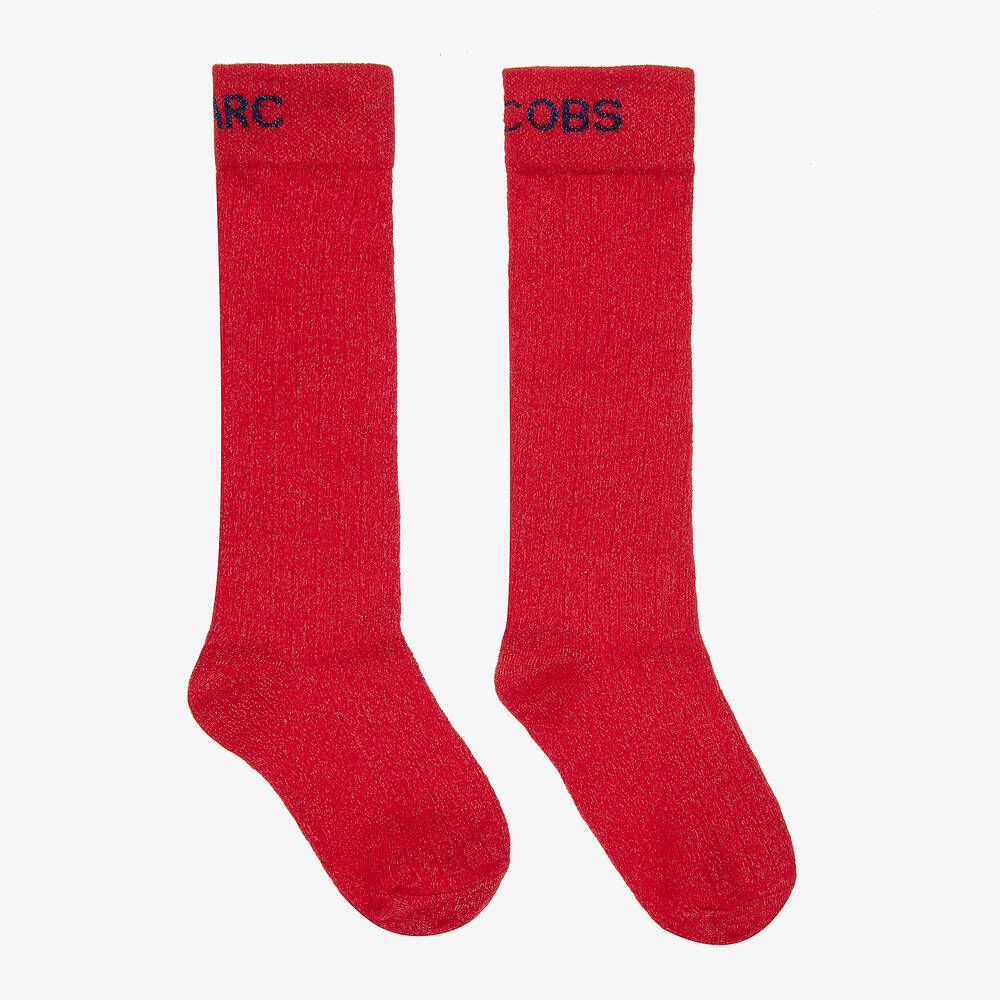 MARC JACOBS - Girls Red Cotton Logo Socks | Childrensalon