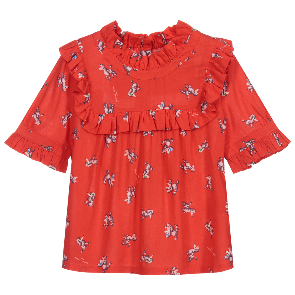 MARC JACOBS - Rote Bluse mit Pudeln für Mädchen | Childrensalon
