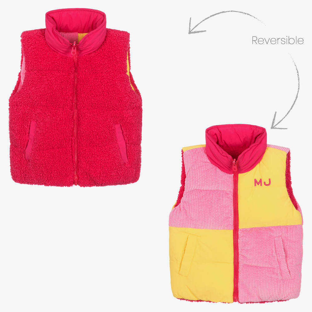 MARC JACOBS - Girls Reversible Pink & Yellow Gilet | Childrensalon