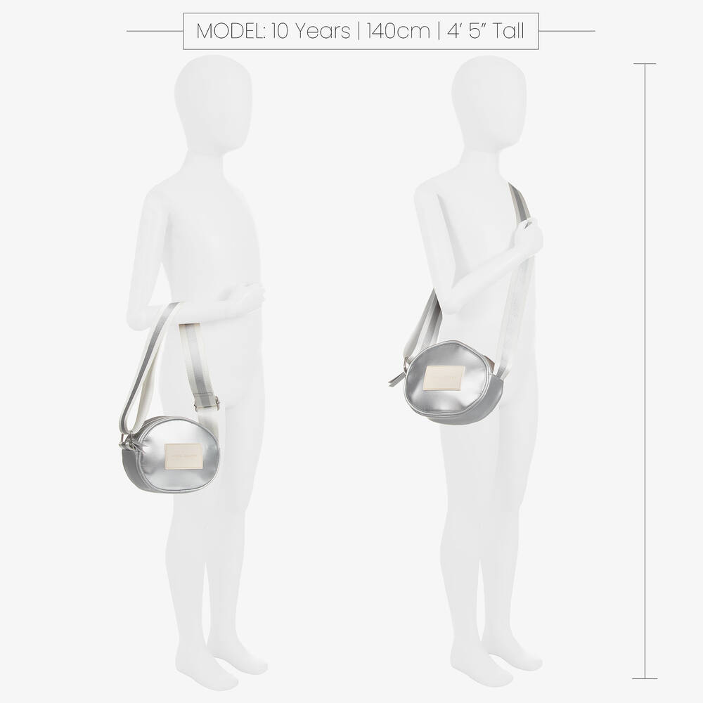 مارك جاكوبس-حقيبة كتف جلد صناعي لون فضّي للبنات (16 سم) | Childrensalon Outlet