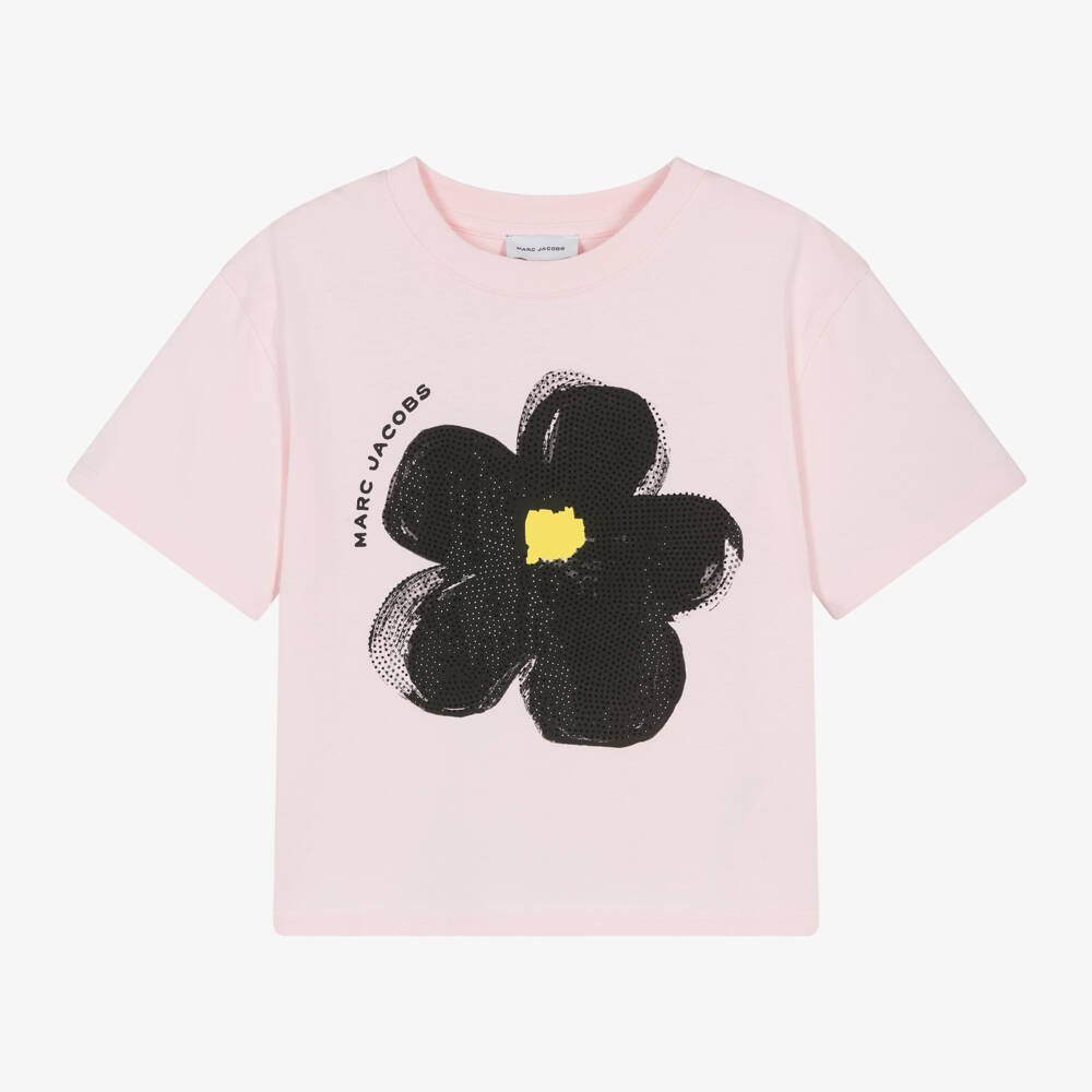 MARC JACOBS-Girls Soft Pink Daisy Tee | Childrensalon Outlet