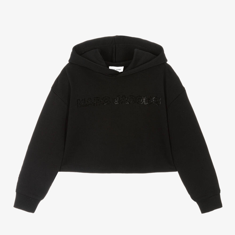 MARC JACOBS-Блестящий черный хлопковый худи для девочек | Childrensalon Outlet