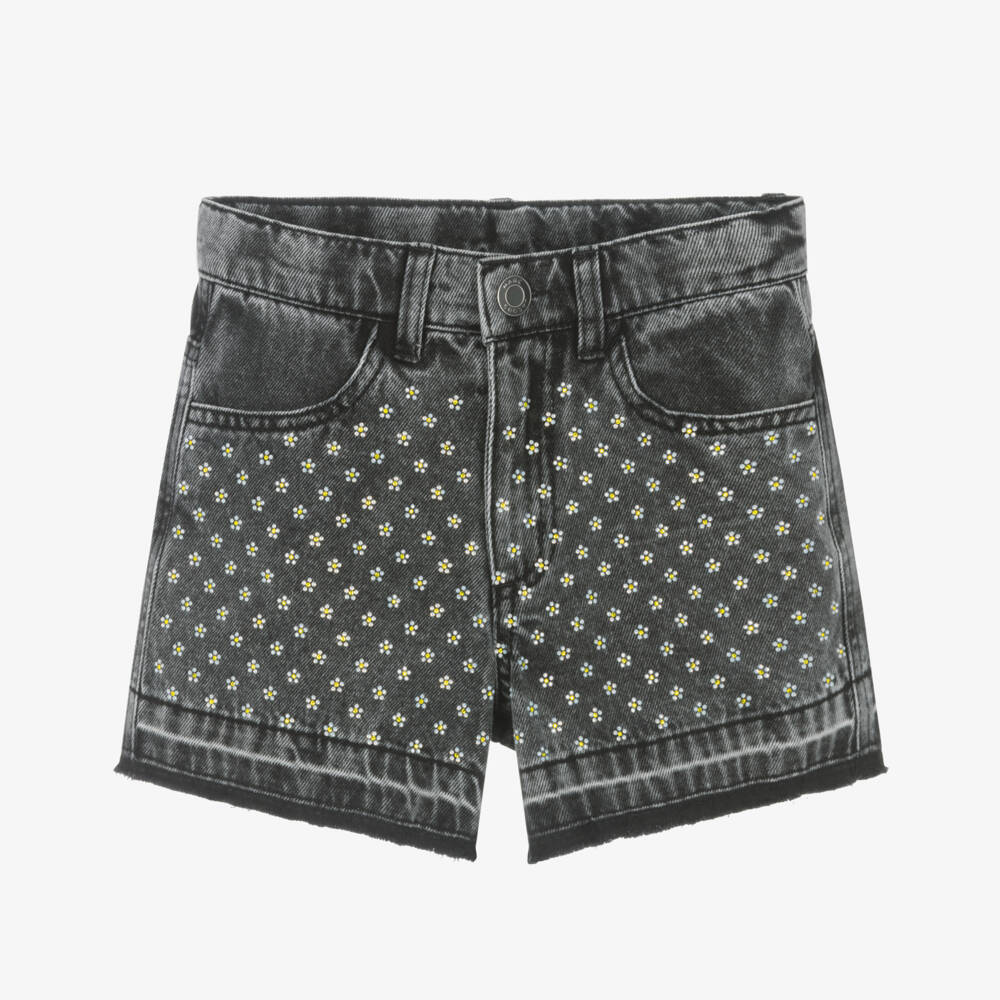 MARC JACOBS-شورت دنيم أسود براق للبنات | Childrensalon Outlet