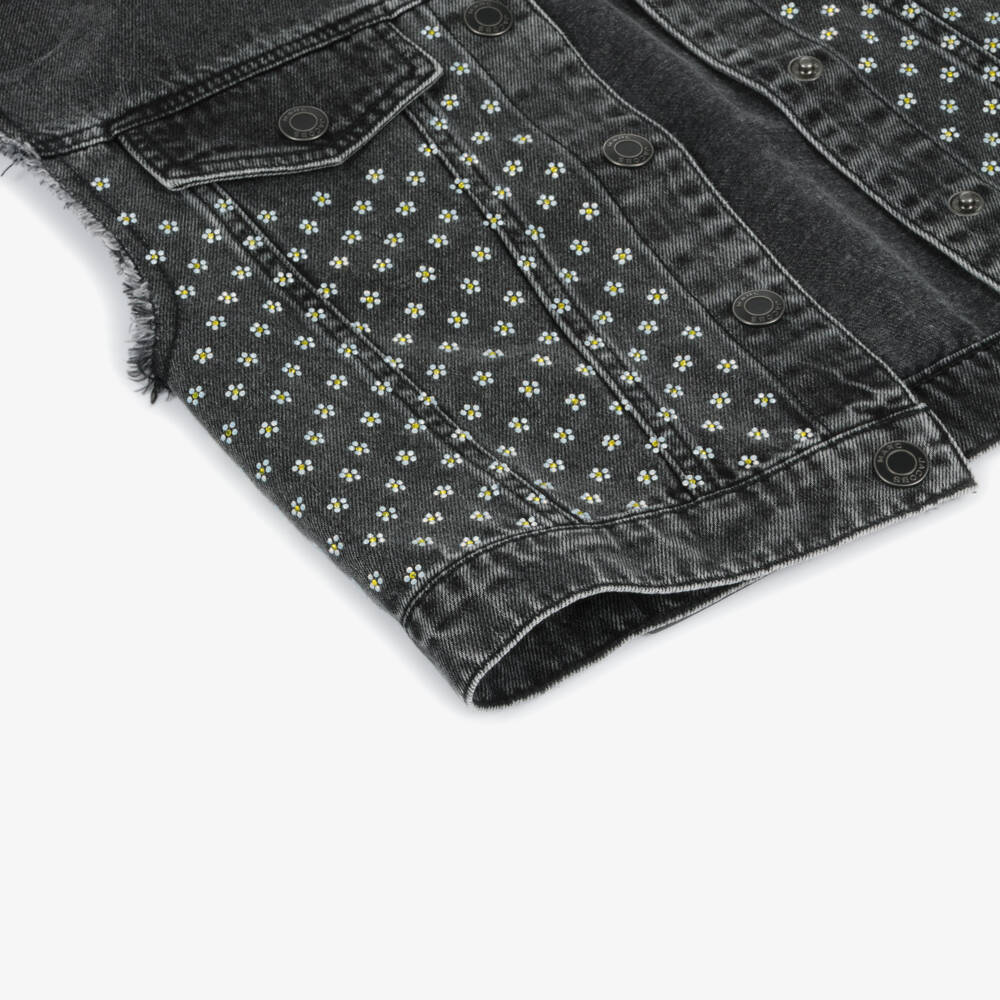 MARC JACOBS-سترة دنيم سوداء براقة للبنات | Childrensalon Outlet