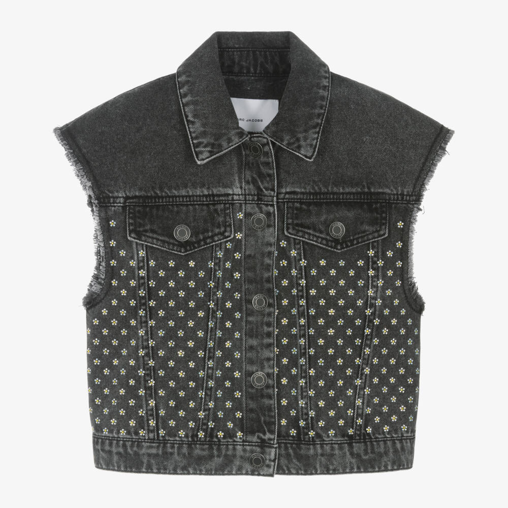 MARC JACOBS-Girls Sparkling Black Denim Vest | Childrensalon Outlet