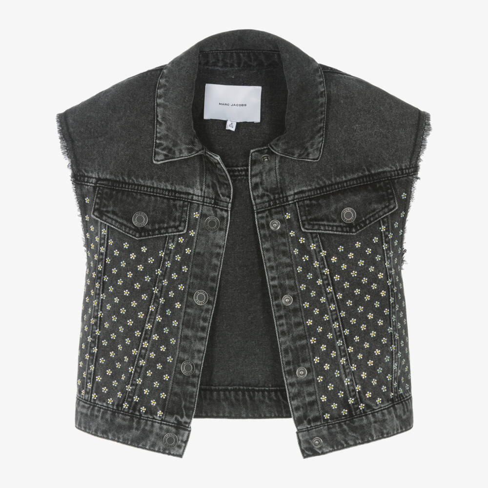 MARC JACOBS-سترة دنيم سوداء براقة للبنات | Childrensalon Outlet