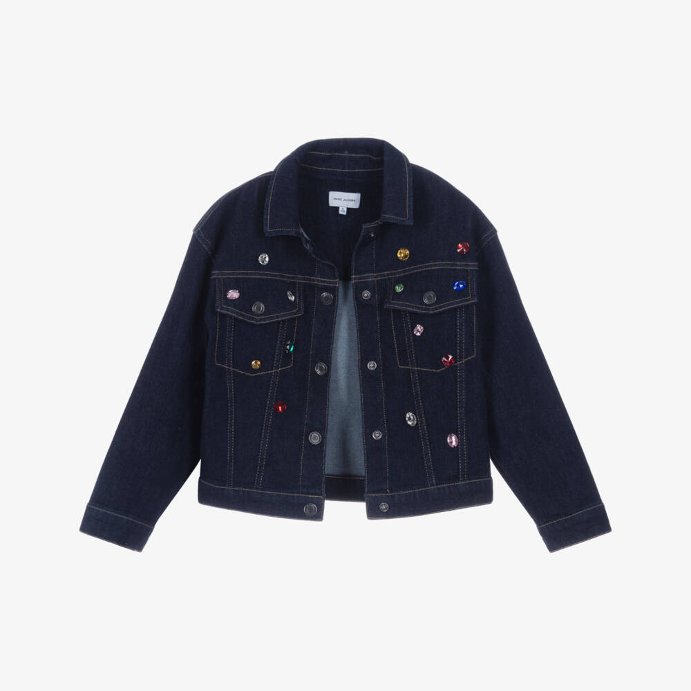 MARC JACOBS-جاكيت دنيم أزرق براق للبنات | Childrensalon Outlet