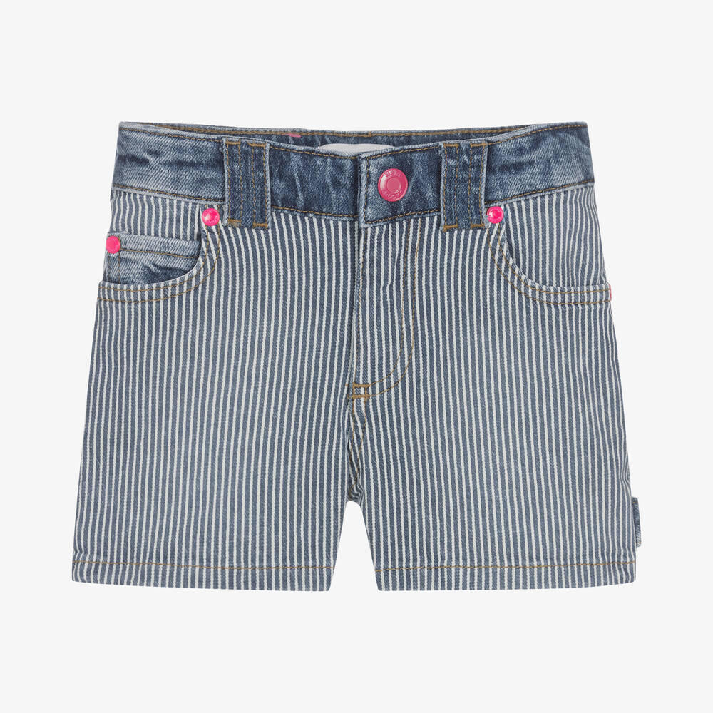 MARC JACOBS - Girls Striped Blue Denim Shorts | Childrensalon