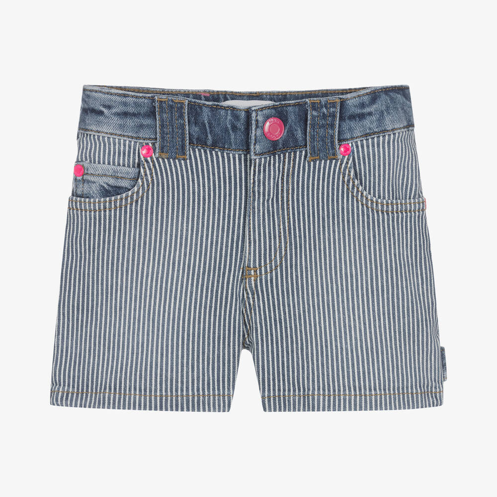Diesel Kids logo-print striped cotton shorts - Blue
