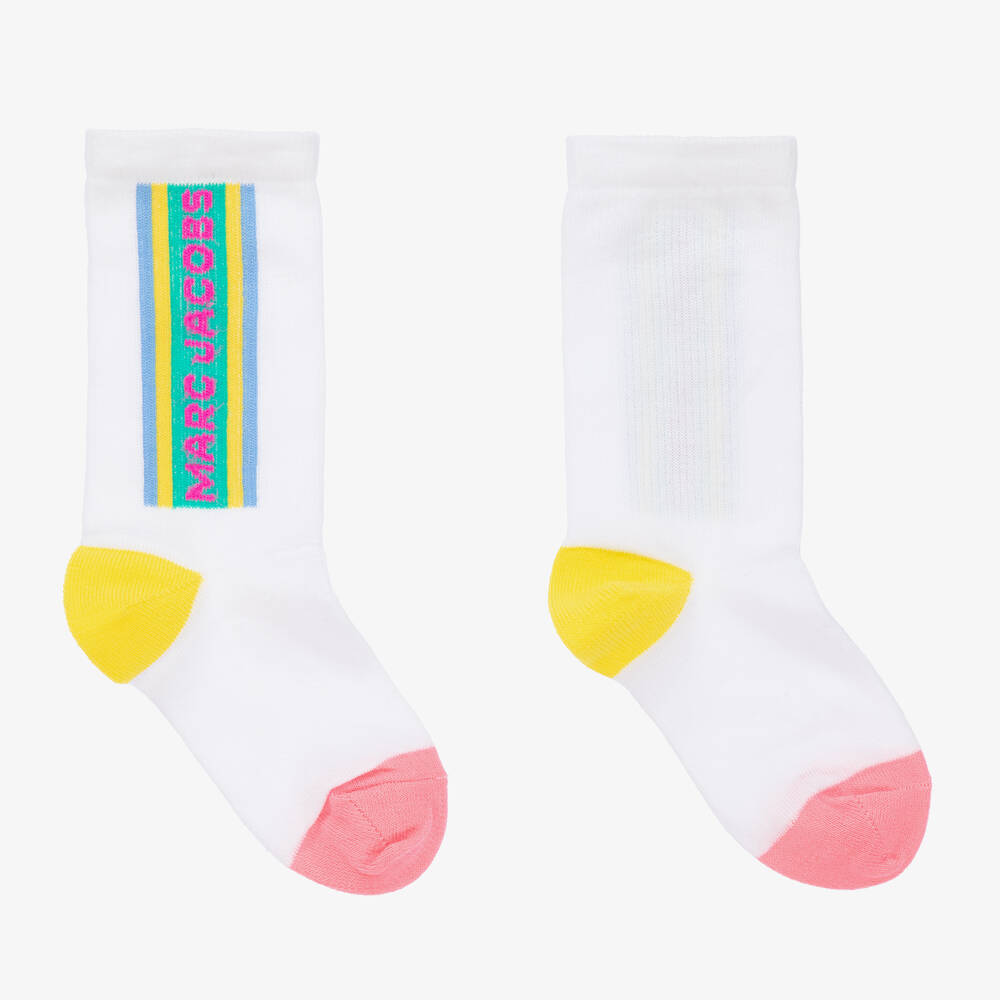 MARC JACOBS - Chaussettes coton blanc rayé fille | Childrensalon